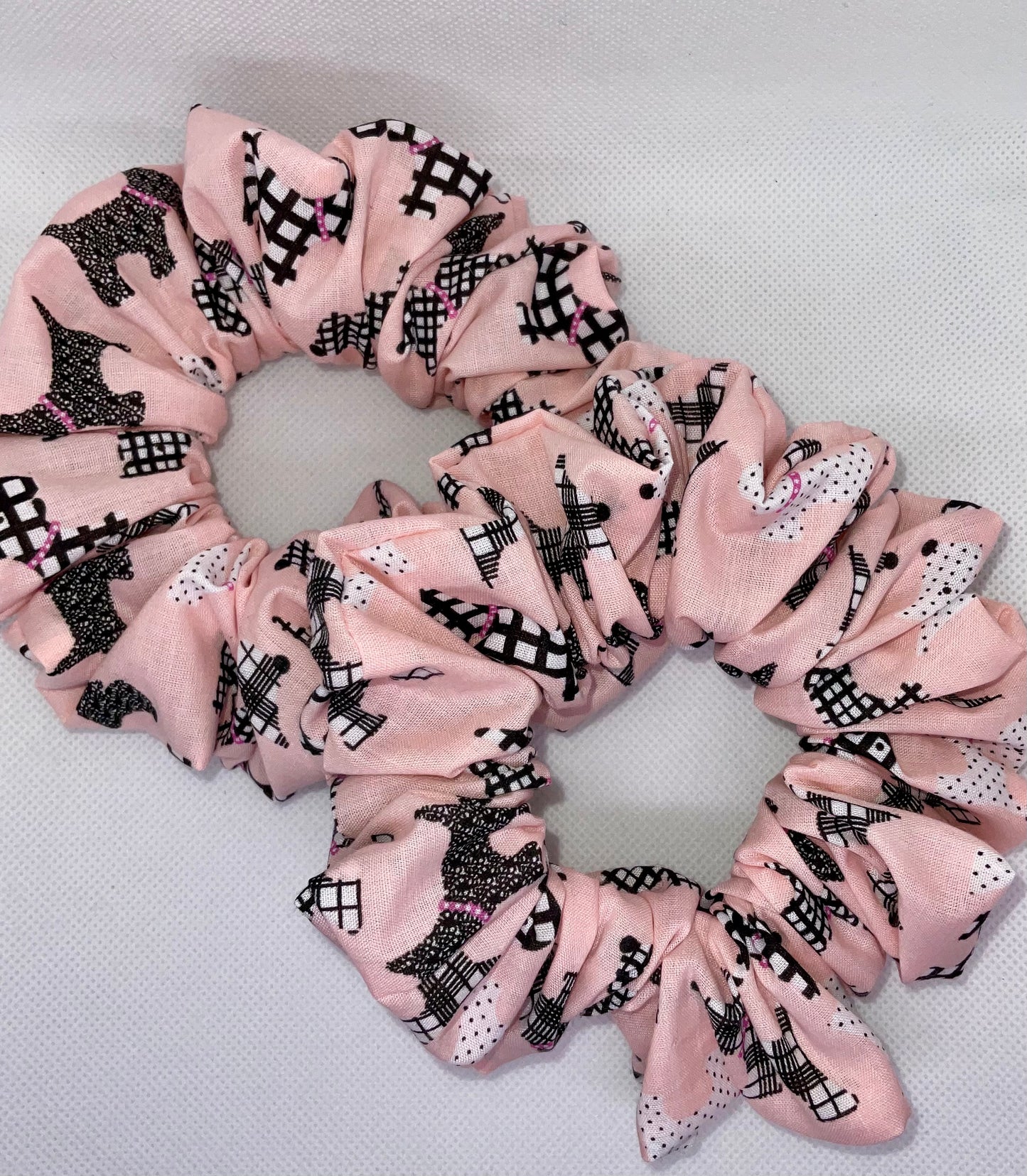 Pink Scotty Dog Hair Scrunchies