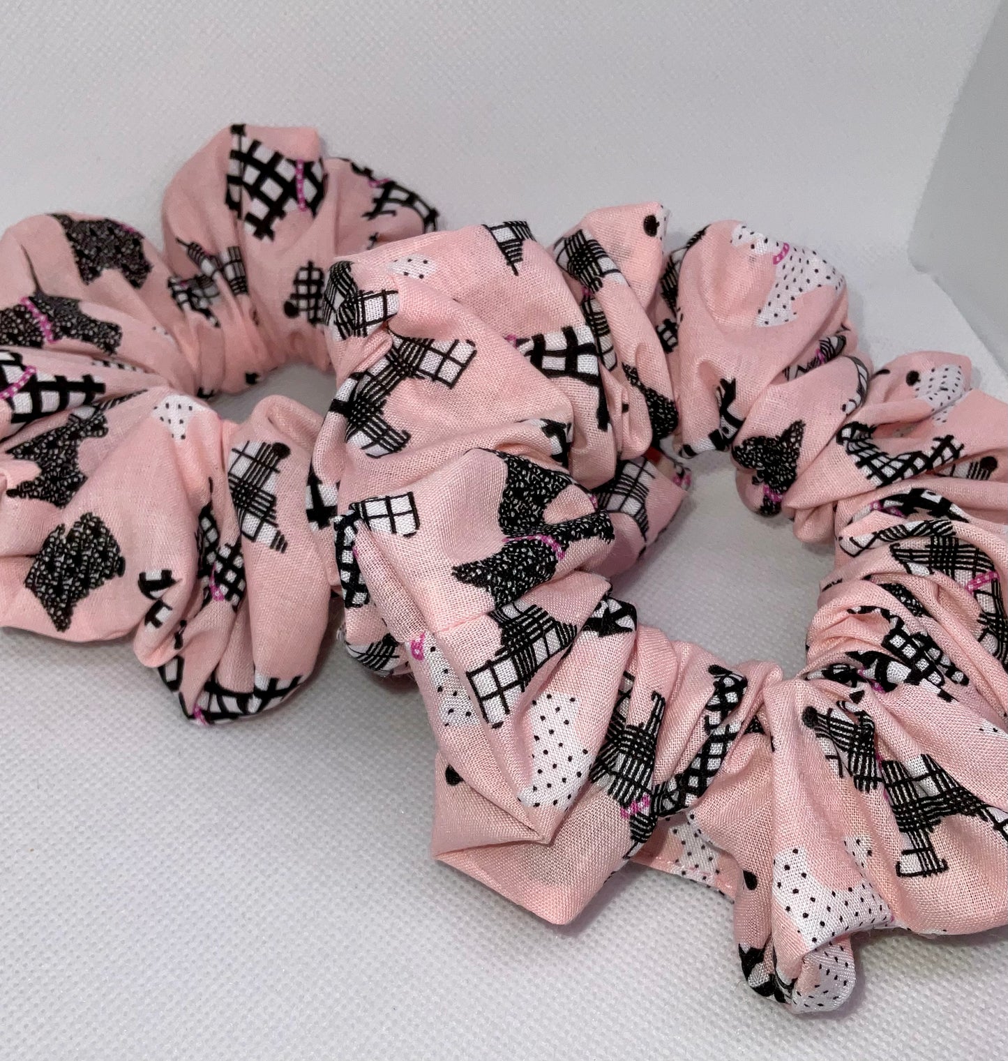 Pink Scotty Dog Hair Scrunchies