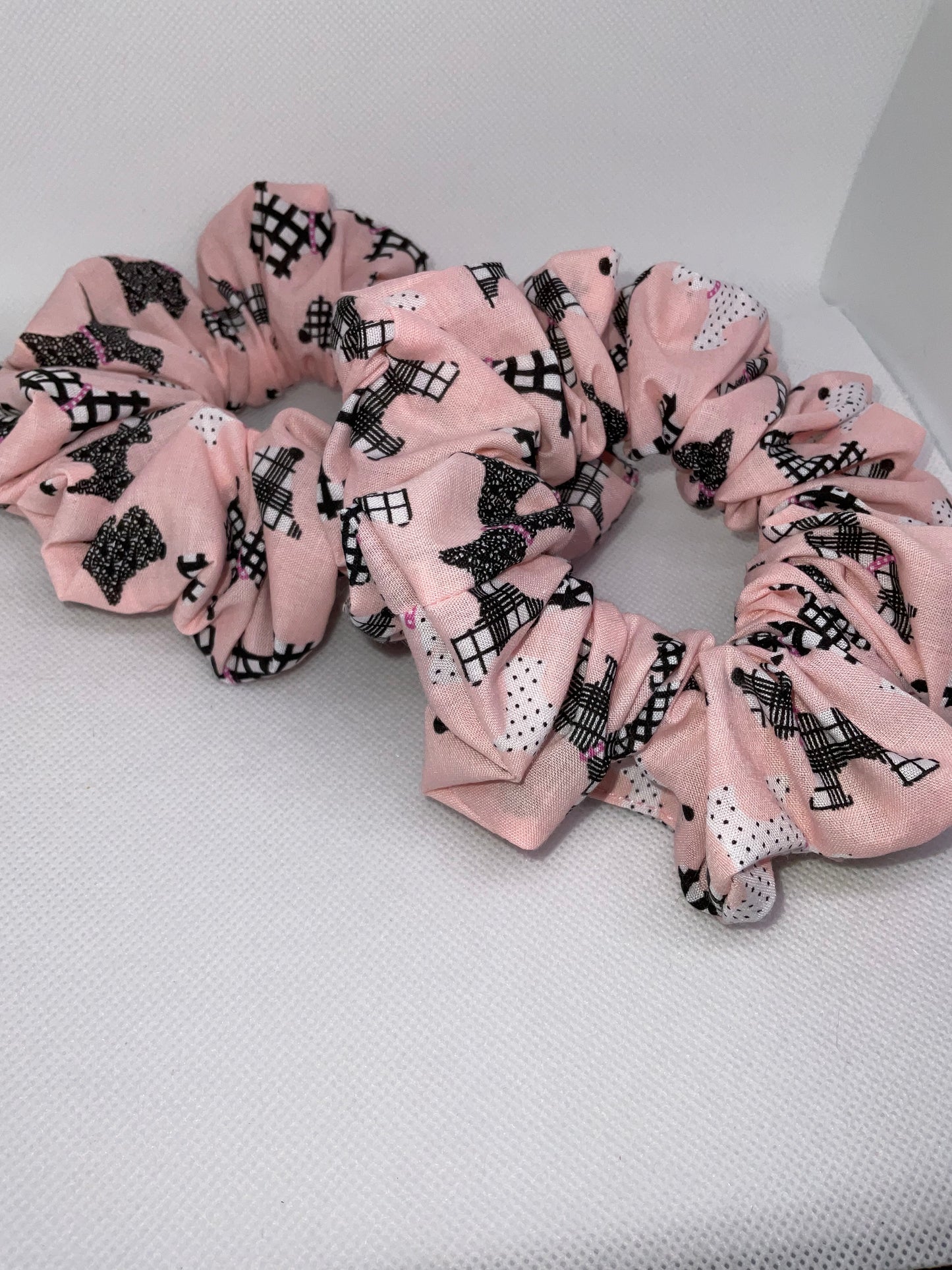 Pink Scotty Dog Hair Scrunchies