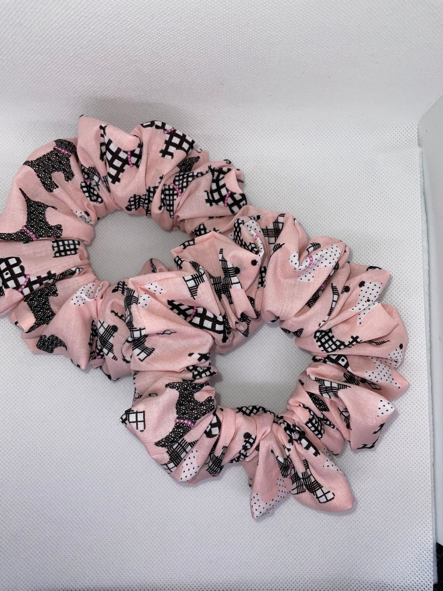 Pink Scotty Dog Hair Scrunchies