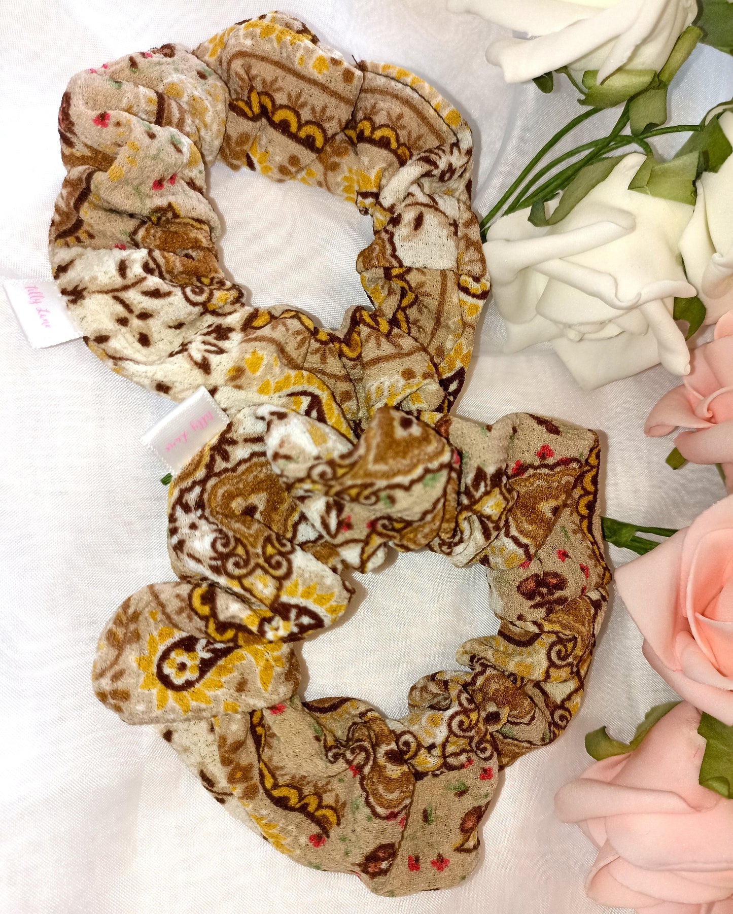 Brown Patterned Soft Stretch Hair Scrunchies