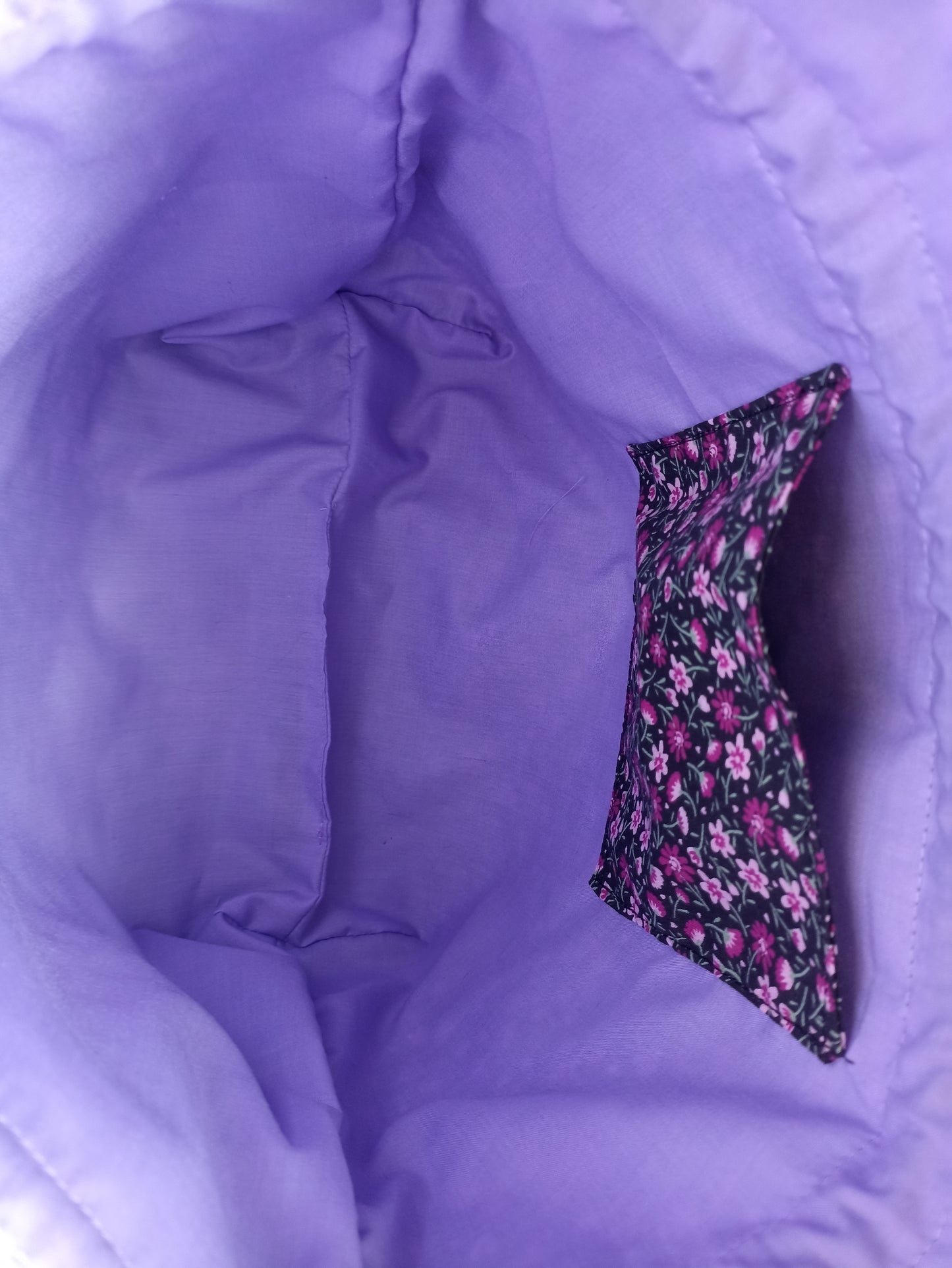 Black With Dainty Pink Purple Flowers Drawstring Bag Unique Durable Gift For Her Sustainable Fashionable Fully Lined With Inside Pocket