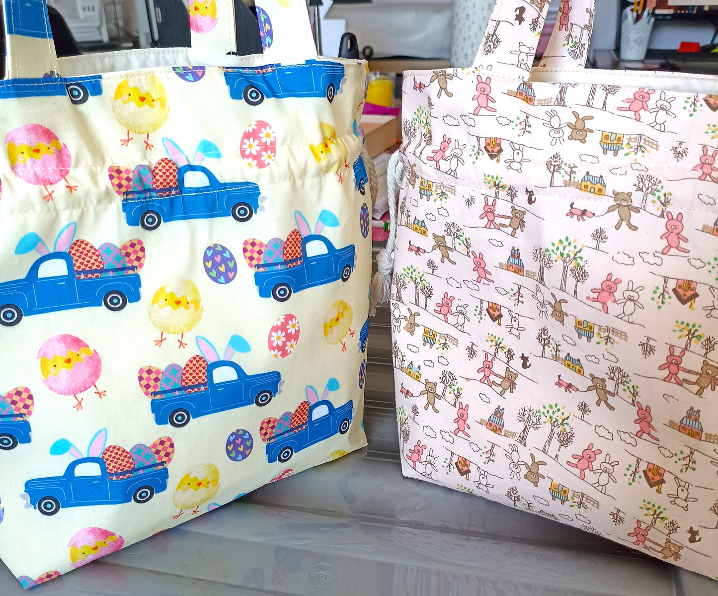 Easter Treat Drawstring Bag Unique Durable Gift For Children Sustainable Fashionable Fully Lined Inside Pocket Child Size Child Size Unique