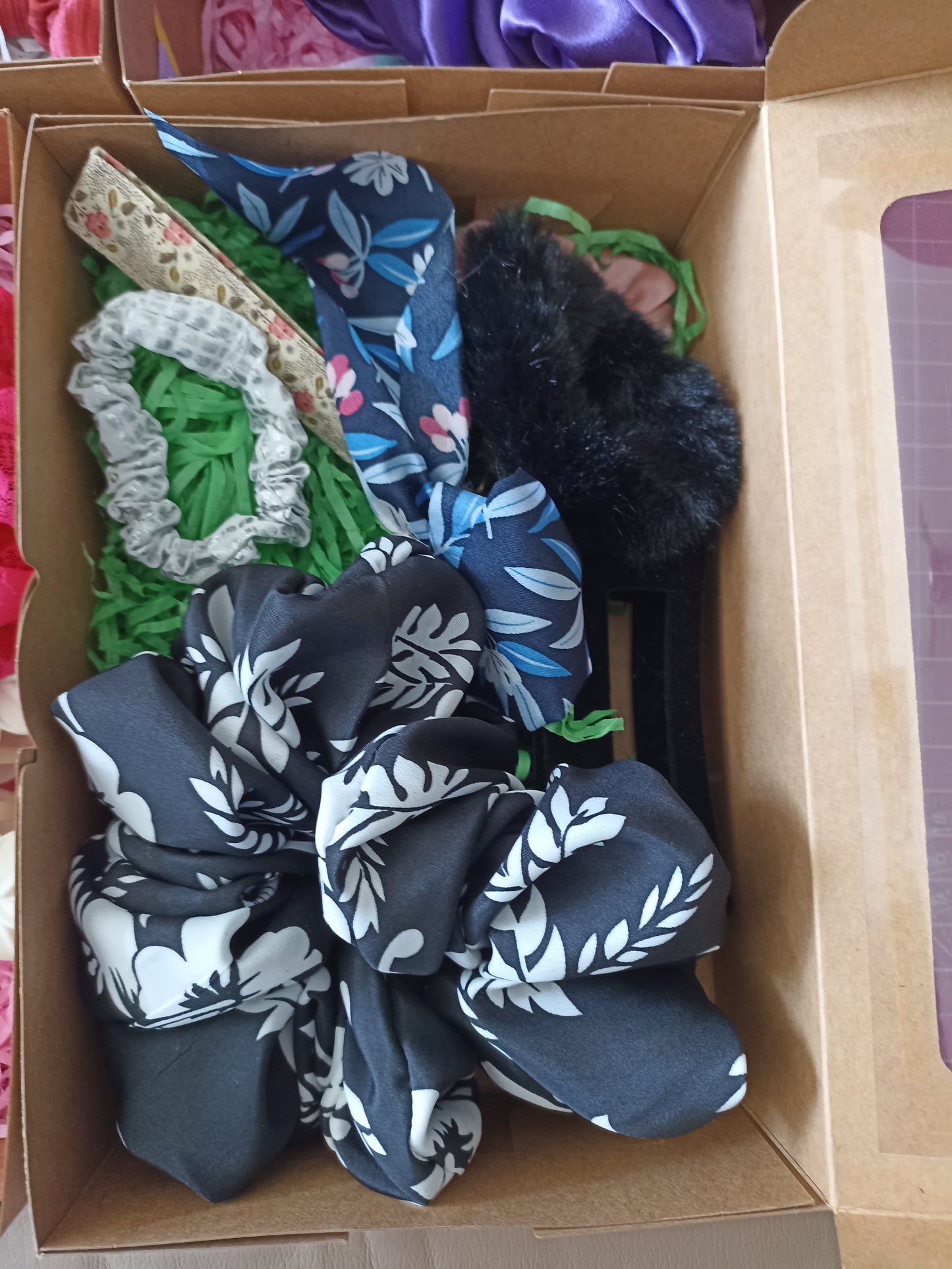 Our Beautiful Random Hair Accessories Gift Boxes Ten items in the box and only £10 per box! Only on the website now. There's 20 boxes available to clear stock.