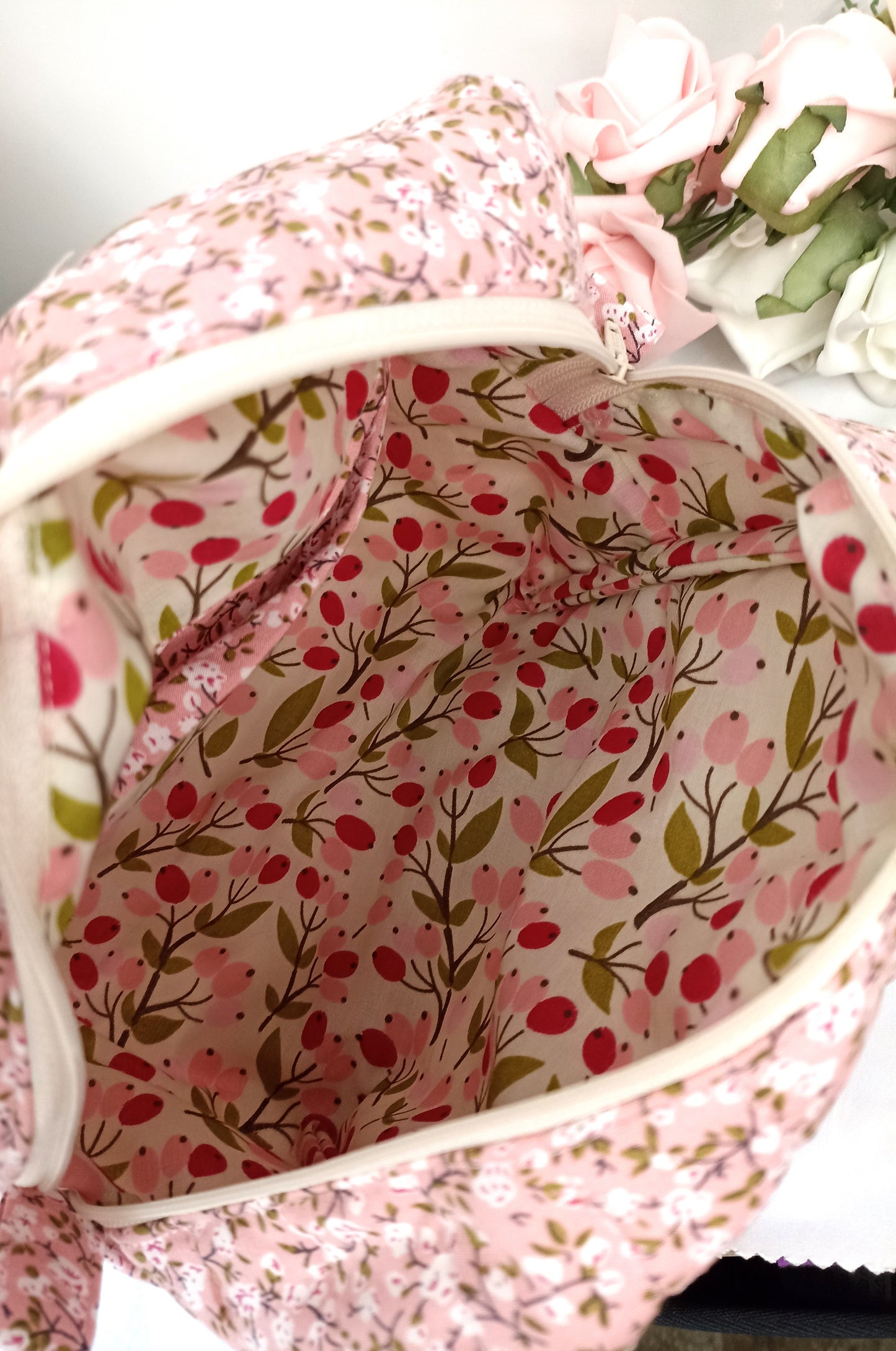 Quilted Cotton Makeup Bag | Cosmetic Bag | Handmade | Toiletry Bag | Ideal Gift | | Choose Small Or Large Wash Bag I Fully Lined All Makeup Bags Come With A FREE Hair Scrunchie!