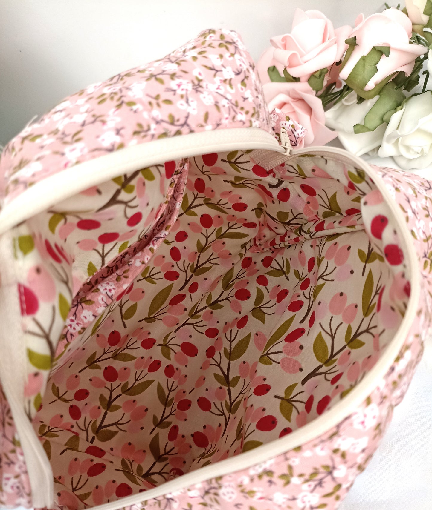 Quilted Cotton Makeup Bag | Cosmetic Bag | Handmade | Toiletry Bag | Ideal Gift | | Choose Small Or Large Wash Bag I Fully Lined All Makeup Bags Come With A FREE Hair Scrunchie!
