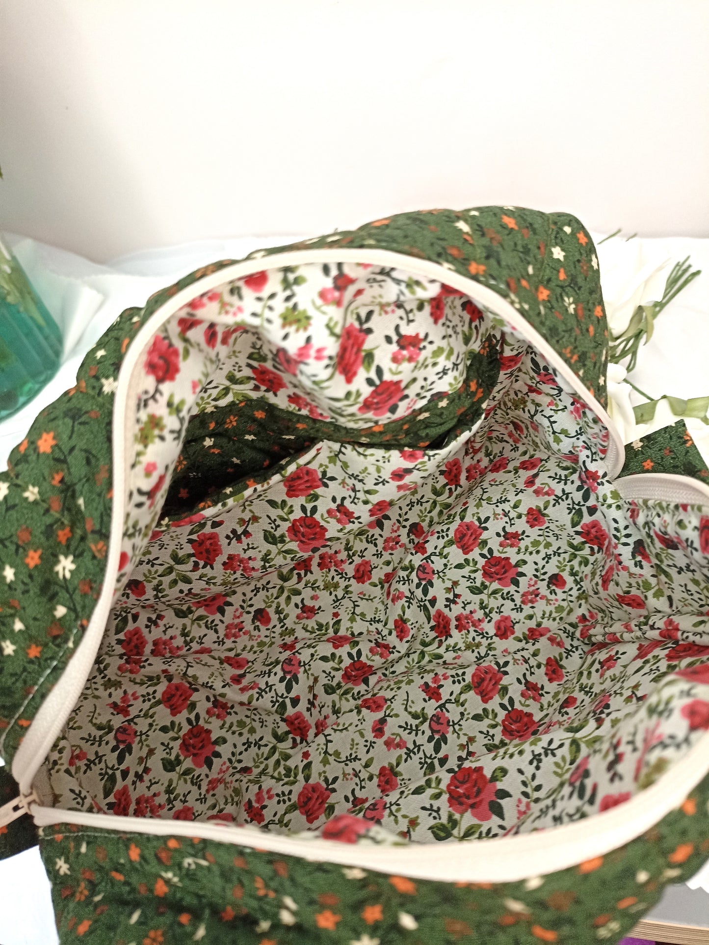 Quilted Cotton Makeup Bag | Cosmetic Bag | Handmade | Toiletry Bag | Ideal Gift | | Choose Small Or Large Wash Bag I Fully Lined All Makeup Bags Come With A FREE Hair Scrunchie!