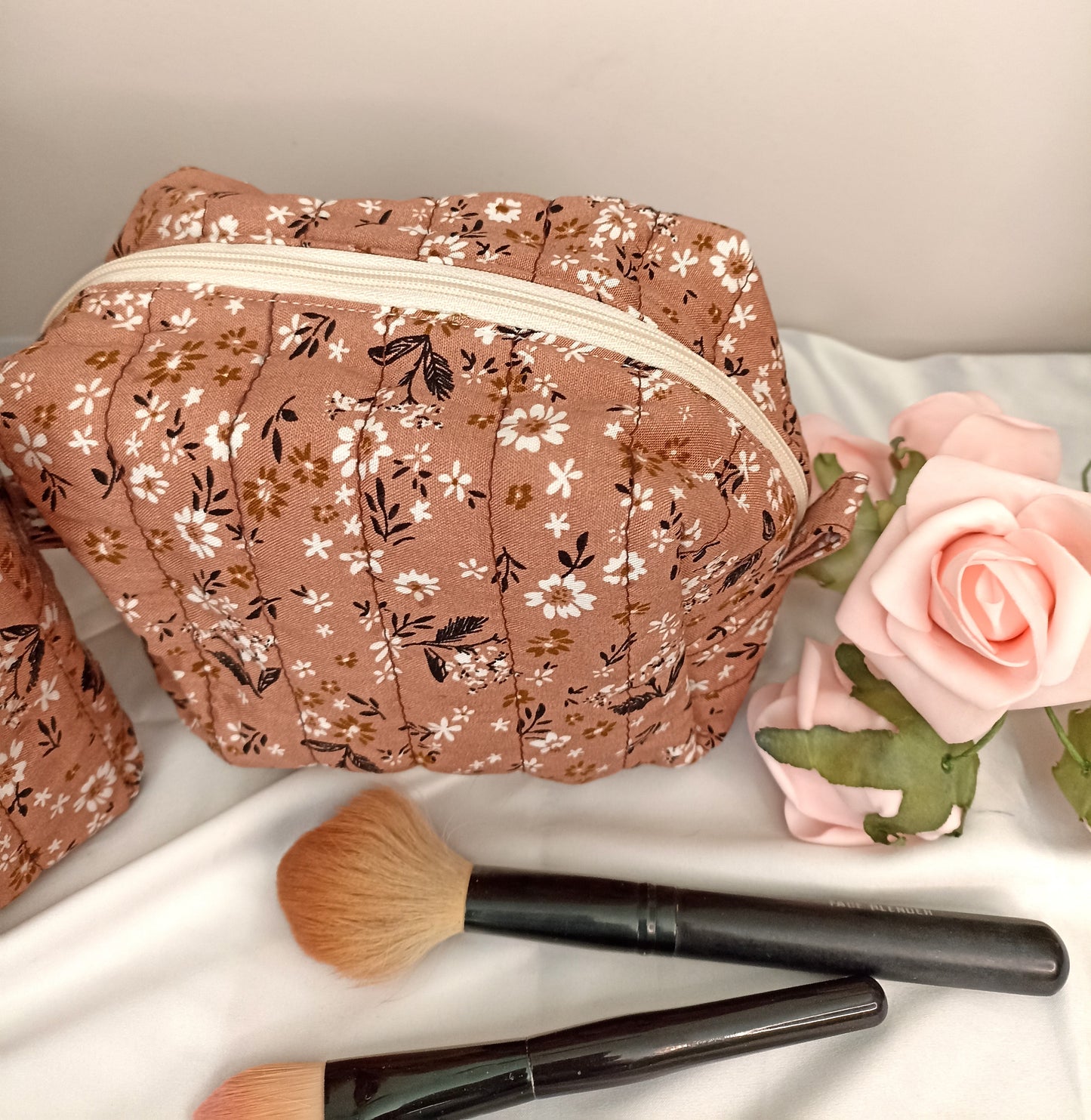 Quilted Cotton Makeup Bag | Cosmetic Bag | Handmade | Toiletry Bag | Ideal Gift | | Choose Small Or Large Wash Bag I Fully Lined All Makeup Bags Come With A FREE Hair Scrunchie!