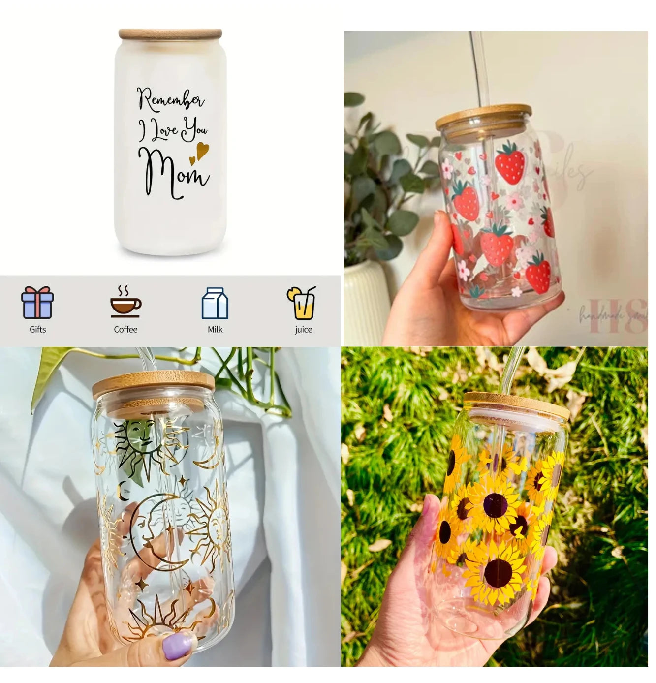 Glassware Tumblers With Straw And FREE Coaster!