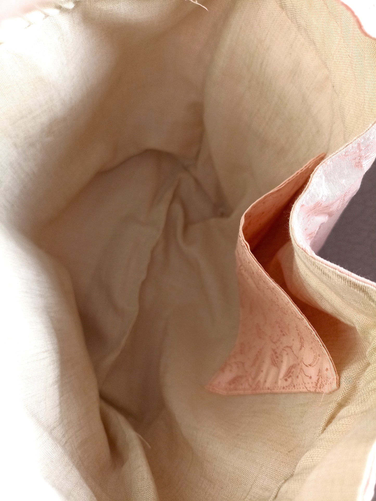 Apricot Drawstring Bag Unique Durable Gift For Her Sustainable Fashionable Fully Lined With Inside Pocket