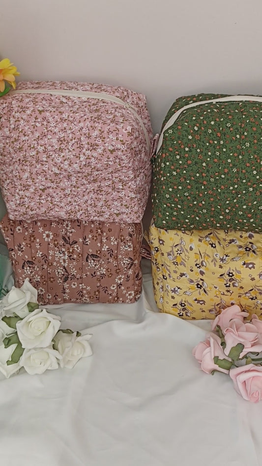 Quilted Cotton Makeup Bag | Cosmetic Bag | Handmade | Toiletry Bag | Ideal Gift | | Choose Small Or Large Wash Bag I Fully Lined All Makeup Bags Come With A FREE Hair Scrunchie!